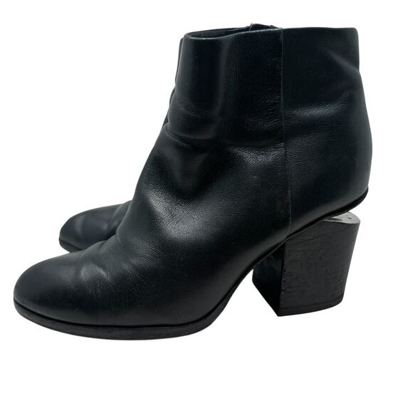 Alexander Wang Gabi Ankle Booties Leather Cut Out Heel Black Size 38.5 US 8.5 - Picture 9 of 12